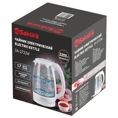 Чайник электр SA-2733W (1.7) стекл LED подсветка-1