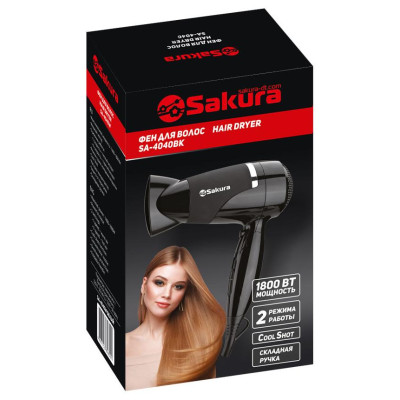Фен электро SA-4040BK 1600-1800Вт 2 режима работы, 2 скор.-1
