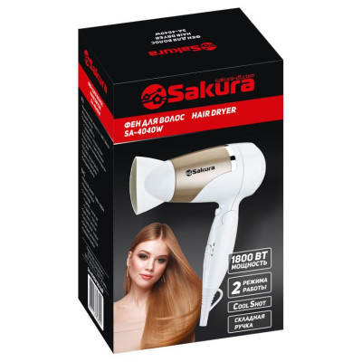 Фен электро SA-4040W 1600-1800Вт 2 режима работы, 2 скор.-1