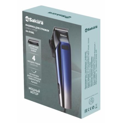 Машинка д/стрижки SA-5119BL стальн.лезвия 4гребня сетев-1