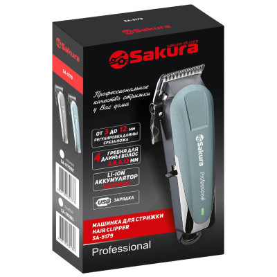 Машинка д/стрижки SA-5179BL Professional Li-Ion аккум USB 3-12 мм-1