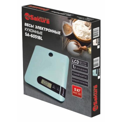 Весы кухон SA-6051BL 5кг элек голубой-1