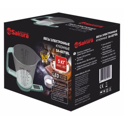 Весы кухон SA-6071BL 5кг элек голубой-1