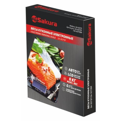 Весы кухон SA-6075F 8кг элек рыба-1
