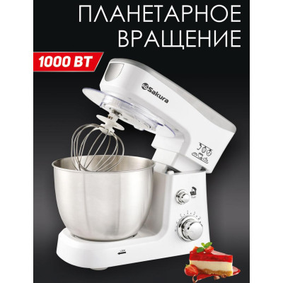 Миксер электр с чашей SA-6327W планетарный 1000Вт 3,5л 6скор-2