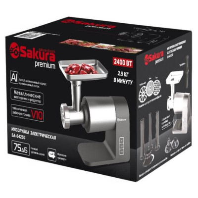 Мясорубка SA-6425G Premium 2400Вт реверс + компл нас-2