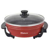 Электросковорода SA-7716R Master Chef 1800-2000Вт 32х9см кругл красн