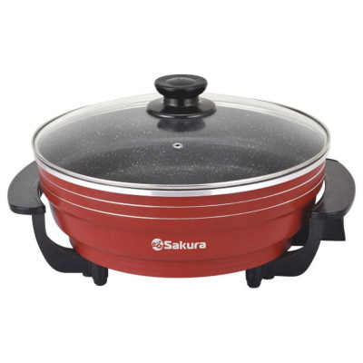 Электросковорода SA-7716R Master Chef 1800-2000Вт 32х9см кругл красн