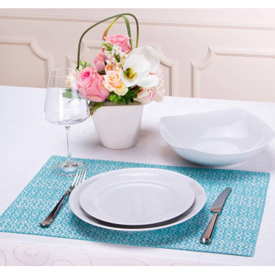 Плейсмет " ДЕКО" 33*48см цвет: голубой/серебро, 100% хлопок SANTALINO 828-130