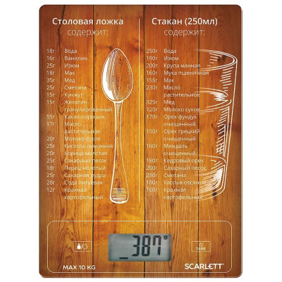 Весы кухонные SCARLETT SC-KS 57 P19 меры и веса