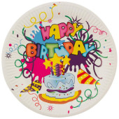 007149 Набор бумажных тарелок 'Happy Birthday' Волшебная страна 23см (6шт) 007149 Набор бумажных тарелок 'Happy Birthday' Волшебная страна 23см (6шт)