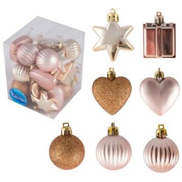 007441 Набор елочных украшений 'Ассорти' (24шт) цвет розовый