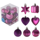 007442 Набор елочных украшений 'Ассорти' (24шт) цвет сиреневый