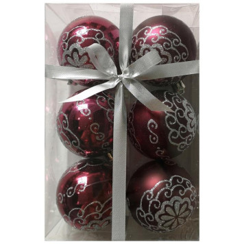 007498 Набор шаров 'Цветок' (6шт) цвет бордо-1