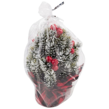 007635 Украшение декоративное 'Елка заснеженная в букете'-2