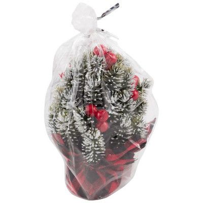 007635 Украшение декоративное 'Елка заснеженная в букете'-2