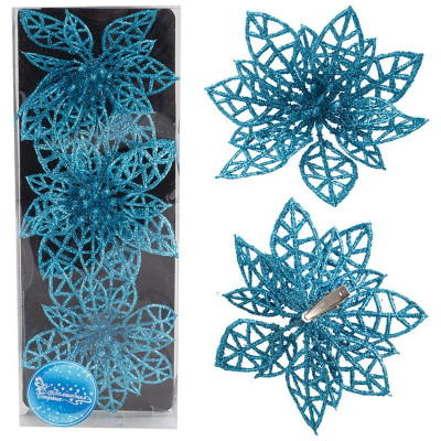 007793 Украшение декоративное 'Цветок' (3шт) цвет синий