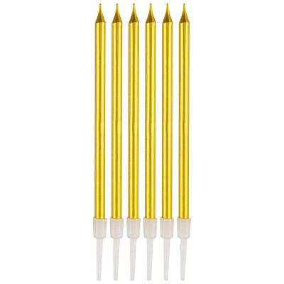 107268 Свечи для торта с подставкой 'Волшебная страна' золото (6шт)-2