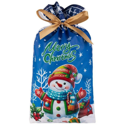 109722 Пакет подарочный с затягивающей лентой 'Снеговик' (10шт) 22.5х34см