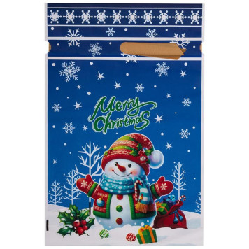 109722 Пакет подарочный с затягивающей лентой 'Снеговик' (10шт) 22.5х34см-1