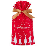 109724 Пакет подарочный с затягивающей лентой 'Ёлки' (10шт) красный 22.5х34см