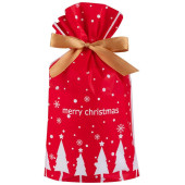 109724 Пакет подарочный с затягивающей лентой 'Ёлки' (10шт) красный 22.5х34см