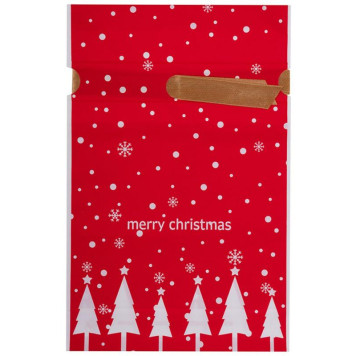 109724 Пакет подарочный с затягивающей лентой 'Ёлки' (10шт) красный 22.5х34см-1