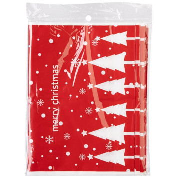 109724 Пакет подарочный с затягивающей лентой 'Ёлки' (10шт) красный 22.5х34см-2