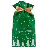 109725 Пакет подарочный с затягивающей лентой 'Ёлки' (10шт) зелёный 14.5х22.5см