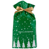 109726 Пакет подарочный с затягивающей лентой 'Ёлки' (10шт) зелёный 22.5х34см