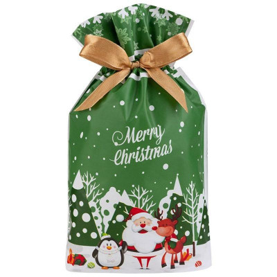 109727 Пакет подарочный с затягивающей лентой 'С Новым годом' (10шт) 14.5х22.5см