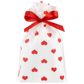 109736 Пакет подарочный с затягивающей лентой 'Сердечки' (10шт) 14.5х22.5см