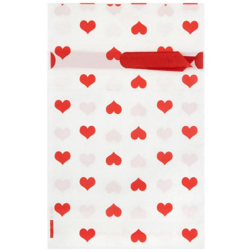 109736 Пакет подарочный с затягивающей лентой 'Сердечки' (10шт) 14.5х22.5см-1