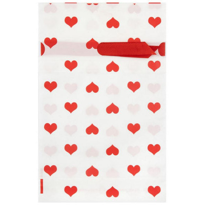 109736 Пакет подарочный с затягивающей лентой 'Сердечки' (10шт) 14.5х22.5см-1