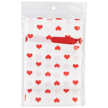 109736 Пакет подарочный с затягивающей лентой 'Сердечки' (10шт) 14.5х22.5см-2