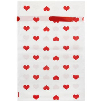 109737 Пакет подарочный с затягивающей лентой 'Сердечки' (10шт) 22.5х34см-1