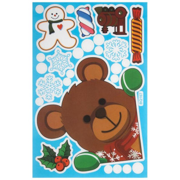 109963 Наклейка интерьерная новогодняя ' Медвежонок' BQ167
