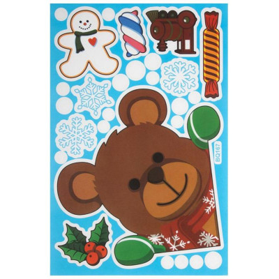 109963 Наклейка интерьерная новогодняя ' Медвежонок' BQ167