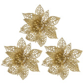 110238 Украшение декоративное 'Цветы' (3шт) цвет золотой