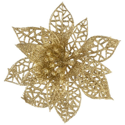 110238 Украшение декоративное 'Цветы' (3шт) цвет золотой-1