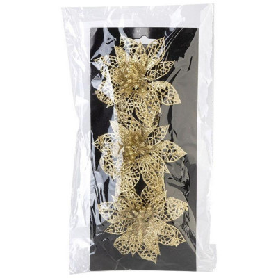 110238 Украшение декоративное 'Цветы' (3шт) цвет золотой-2