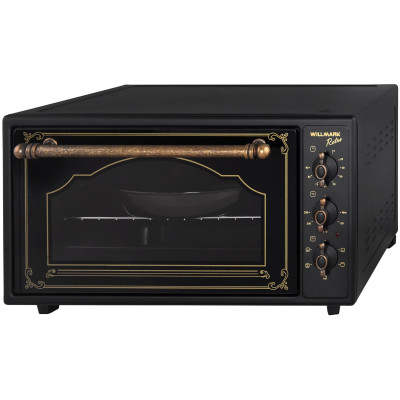 Мини-печь WILLMARK WOF-505BLR (50л, эмал.внутр.поверх, конвекция, лампа, таймер, ретро-черн., 1700Вт)