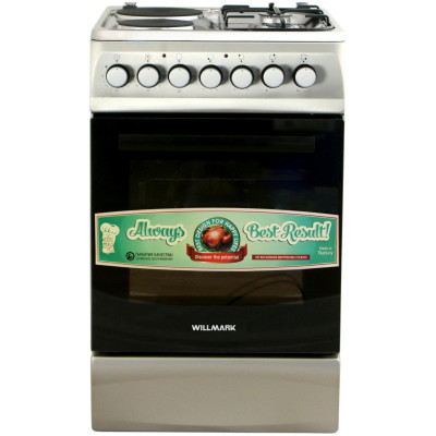 Плита комбинированная WILLMARK CS-5623 (2 газ./2 эл, эл.духовка, таймер, внутр.осв, 50х60, нержав.ст)