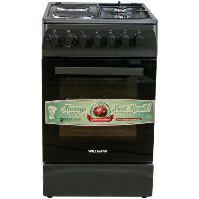 Плита комбинированная WILLMARK CS-5624 (2 газ./2 эл, эл.дух., таймер, ящик, эл.подж, газ контр, 50х60)